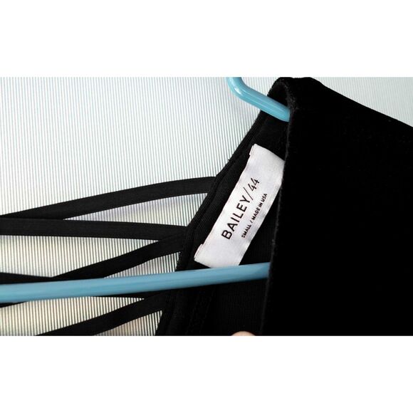 Bailey 44 Revolve Black Coven Lace Up Velvet Slim Fit Stretch Top Size S - Picture 5 of 8